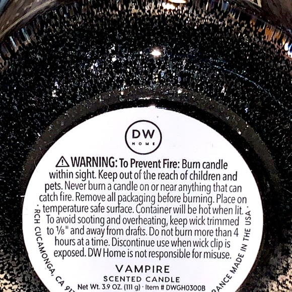 DW HOME CANDLE VAMPIRE RICHLY SCENTED NEW SILVER SPARKLE 1 WICK 3.9oz MINI - Picture 5 of 5